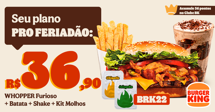 WHOPPER® Furioso + Batata + Shake